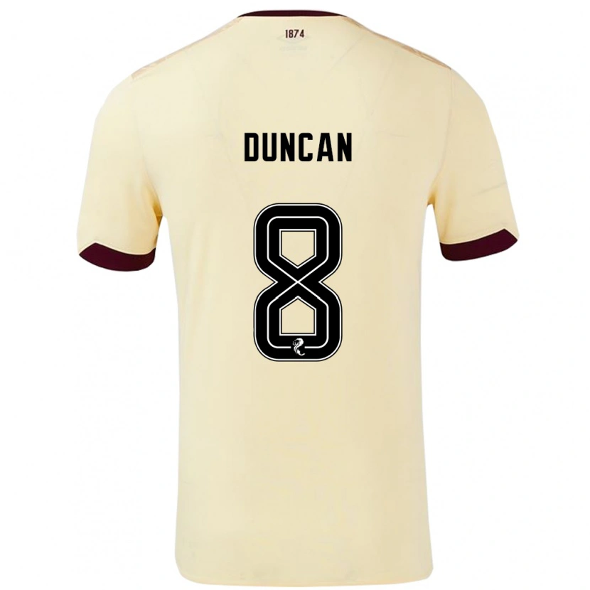 Danxen Dame Ryan Duncan #8 Krem Burgund Bortetrøye Drakt Trøye 2024/25 Skjorter T-Skjorte