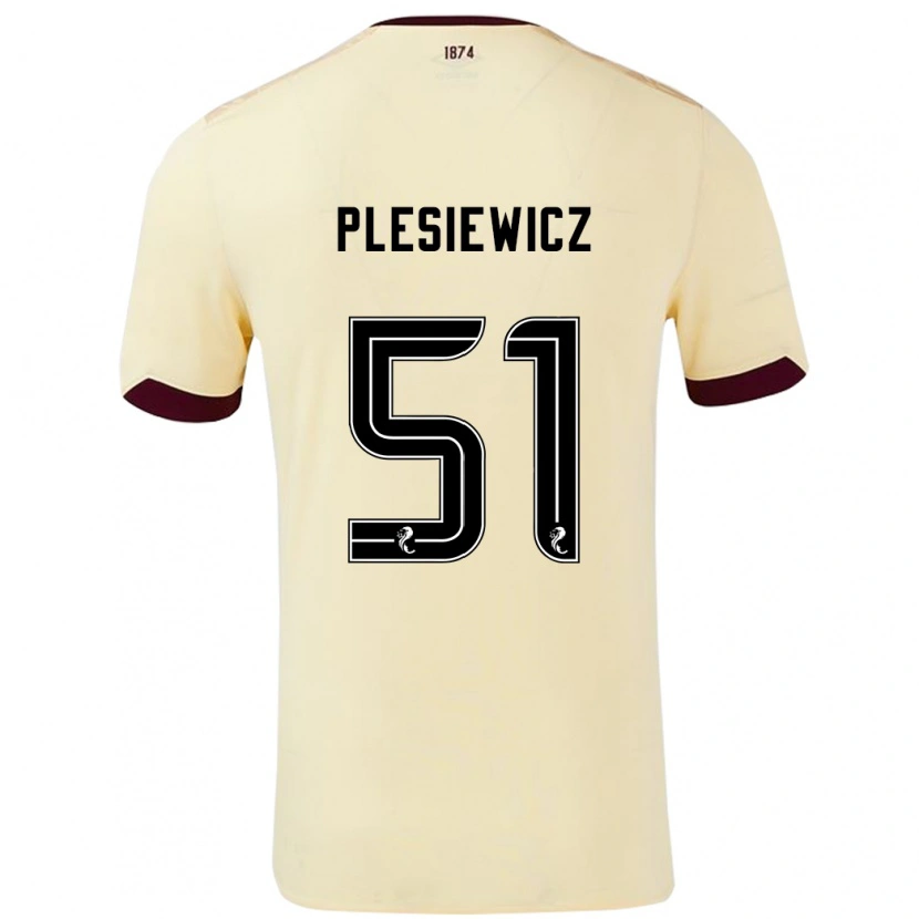 Danxen Dame Szymon Plesiewicz #51 Krem Burgund Bortetrøye Drakt Trøye 2024/25 Skjorter T-Skjorte