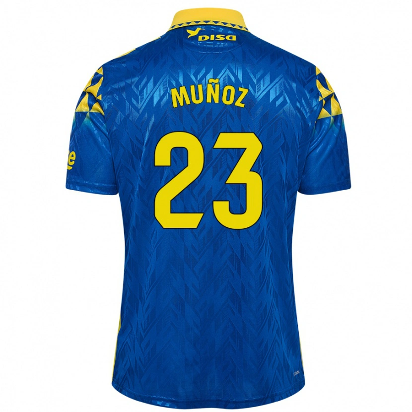 Danxen Dame Álex Muñoz #23 Blå Gul Bortetrøye Drakt Trøye 2024/25 Skjorter T-Skjorte