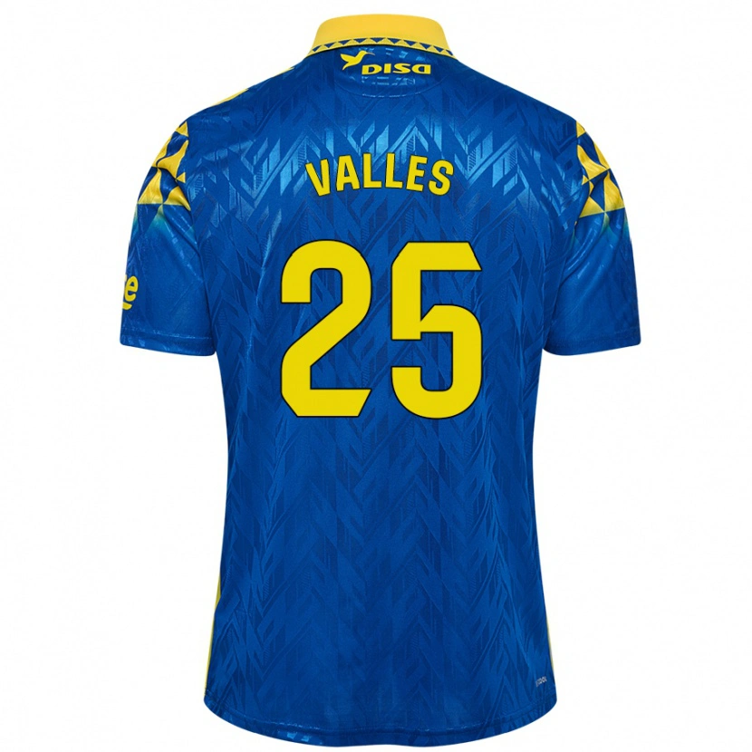Danxen Dame Álvaro Valles #25 Blå Gul Bortetrøye Drakt Trøye 2024/25 Skjorter T-Skjorte