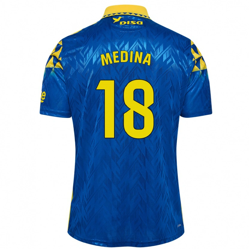 Danxen Dame Iván Medina #18 Blå Gul Bortetrøye Drakt Trøye 2024/25 Skjorter T-Skjorte