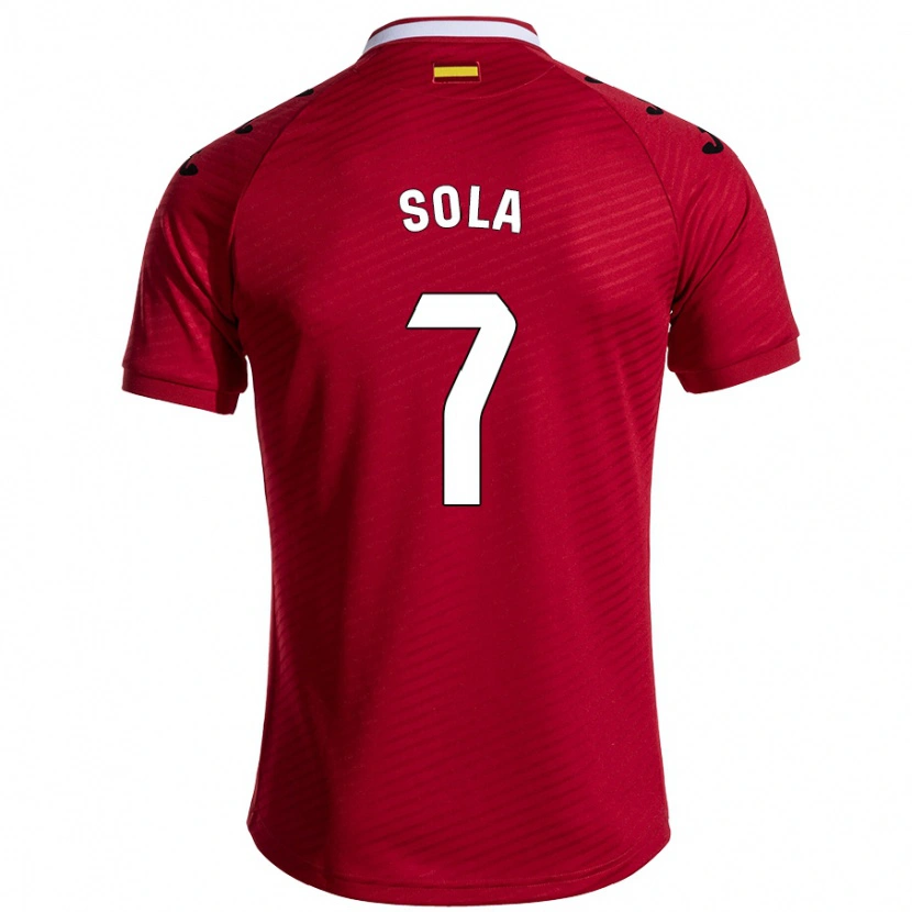 Danxen Dame Álex Sola #7 Mørk Rød Bortetrøye Drakt Trøye 2024/25 Skjorter T-Skjorte