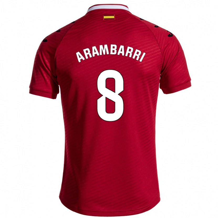 Danxen Dame Mauro Arambarri #8 Mørk Rød Bortetrøye Drakt Trøye 2024/25 Skjorter T-Skjorte