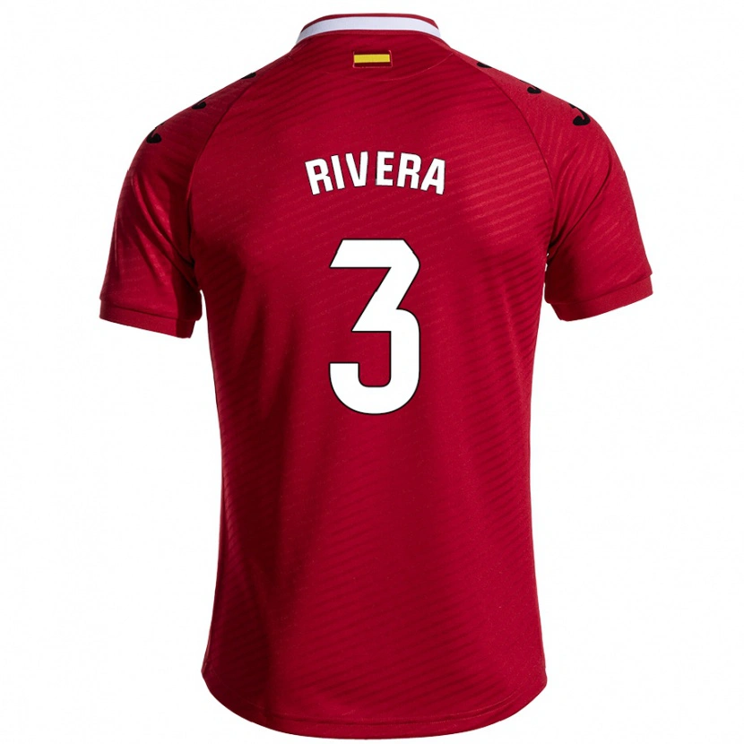 Danxen Dame Gorka Rivera #3 Mørk Rød Bortetrøye Drakt Trøye 2024/25 Skjorter T-Skjorte