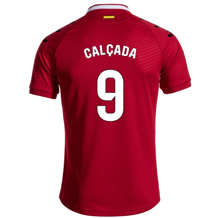 Danxen Dame Gonzalo Calçada #9 Mørk Rød Bortetrøye Drakt Trøye 2024/25 Skjorter T-Skjorte
