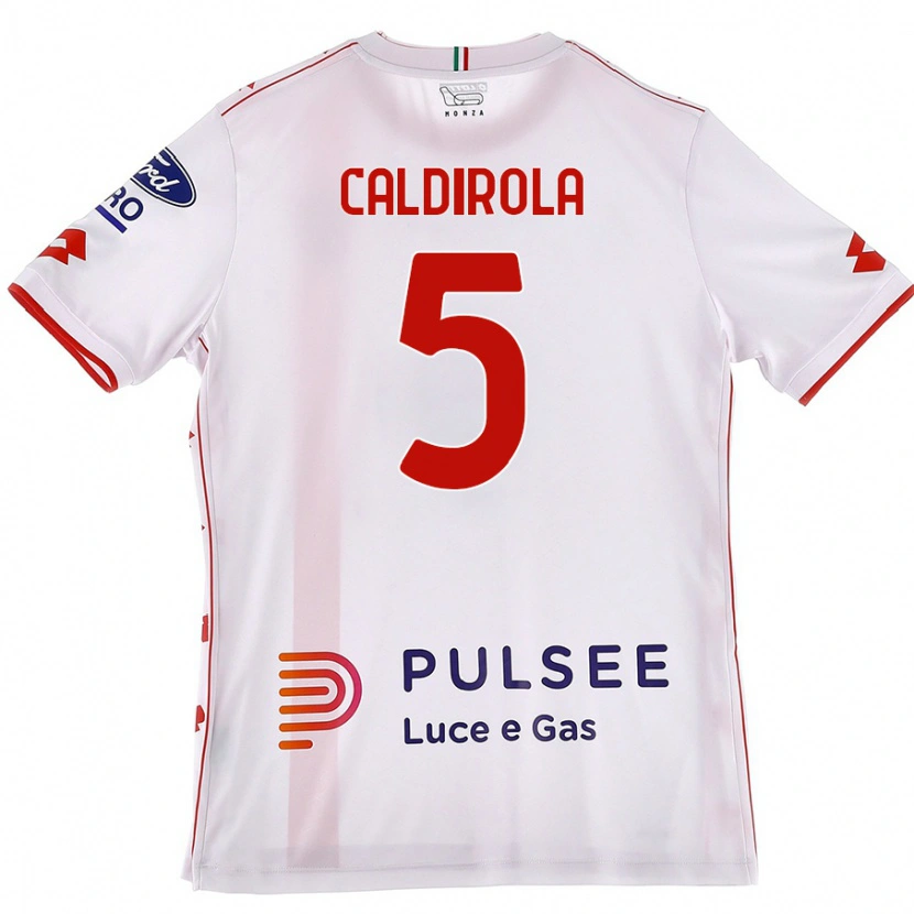 Danxen Dame Luca Caldirola #5 Hvit Rød Bortetrøye Drakt Trøye 2024/25 Skjorter T-Skjorte