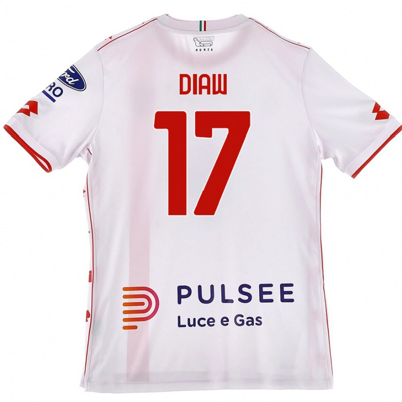 Danxen Dame Davide Diaw #17 Hvit Rød Bortetrøye Drakt Trøye 2024/25 Skjorter T-Skjorte