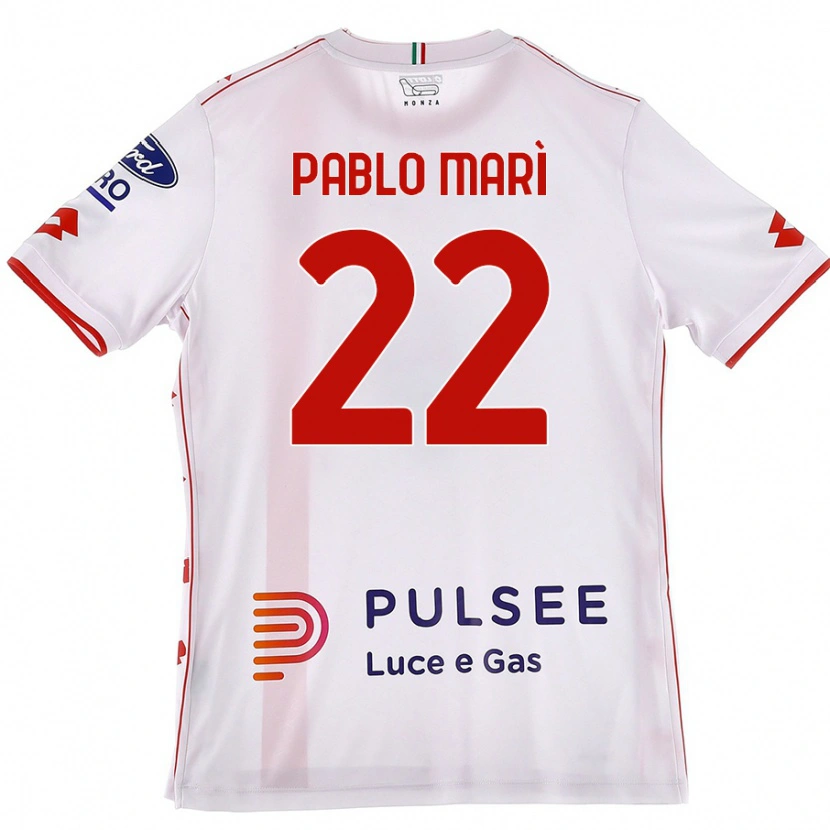 Danxen Dame Pablo Marí #22 Hvit Rød Bortetrøye Drakt Trøye 2024/25 Skjorter T-Skjorte