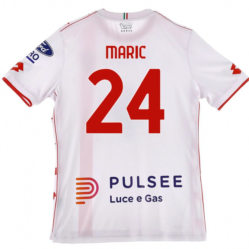 Danxen Dame Mirko Maric #24 Hvit Rød Bortetrøye Drakt Trøye 2024/25 Skjorter T-Skjorte