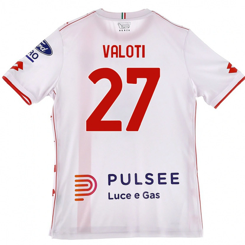 Danxen Dame Mattia Valoti #27 Hvit Rød Bortetrøye Drakt Trøye 2024/25 Skjorter T-Skjorte