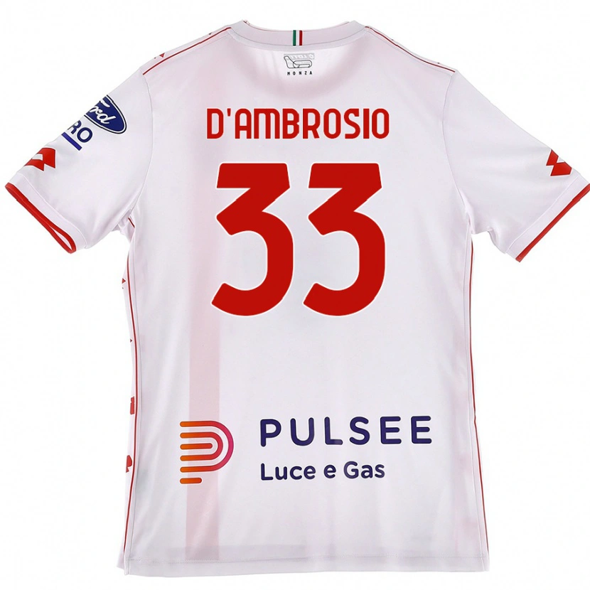 Danxen Dame Danilo D'ambrosio #33 Hvit Rød Bortetrøye Drakt Trøye 2024/25 Skjorter T-Skjorte