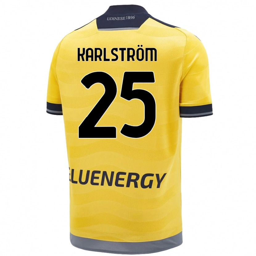 Danxen Dame Jesper Karlström #25 Gyllen Bortetrøye Drakt Trøye 2024/25 Skjorter T-Skjorte