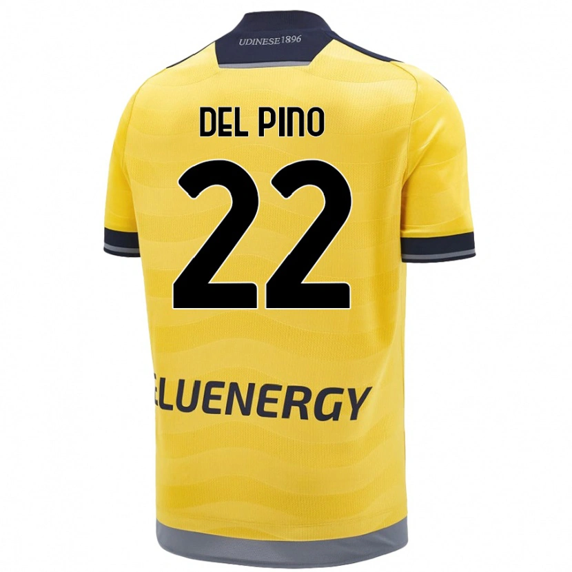 Danxen Dame Lorenzo Del Pino #22 Gyllen Bortetrøye Drakt Trøye 2024/25 Skjorter T-Skjorte