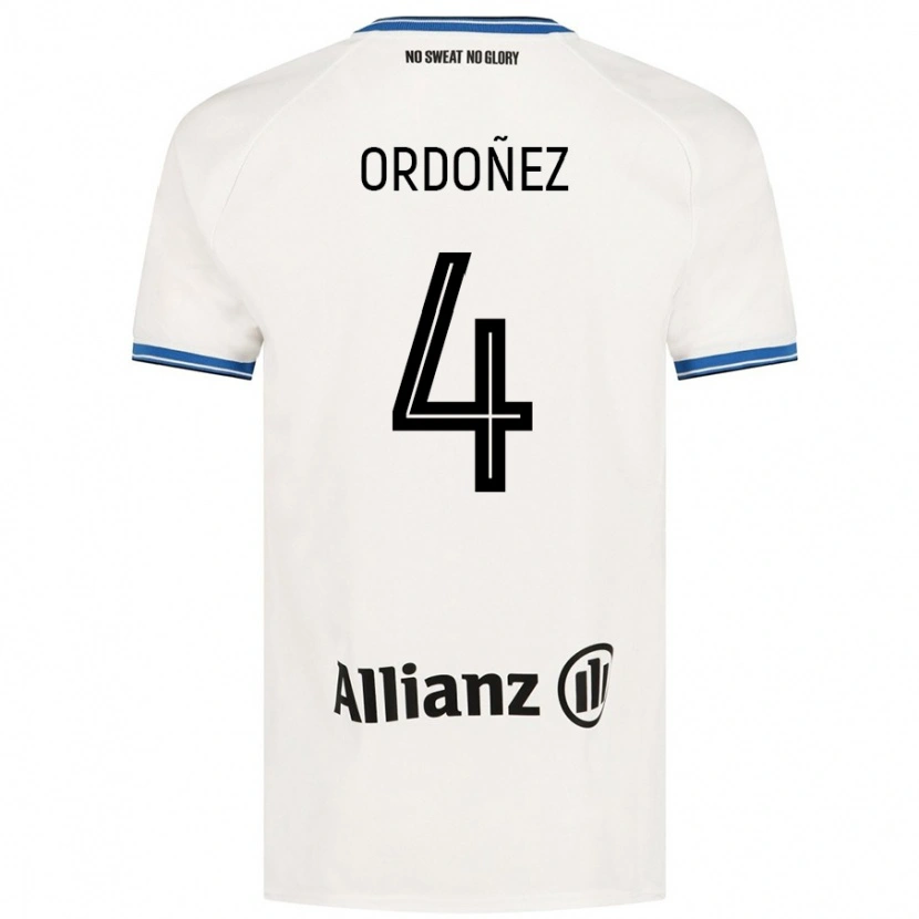 Danxen Dame Joel Ordóñez #4 Hvit Bortetrøye Drakt Trøye 2024/25 Skjorter T-Skjorte