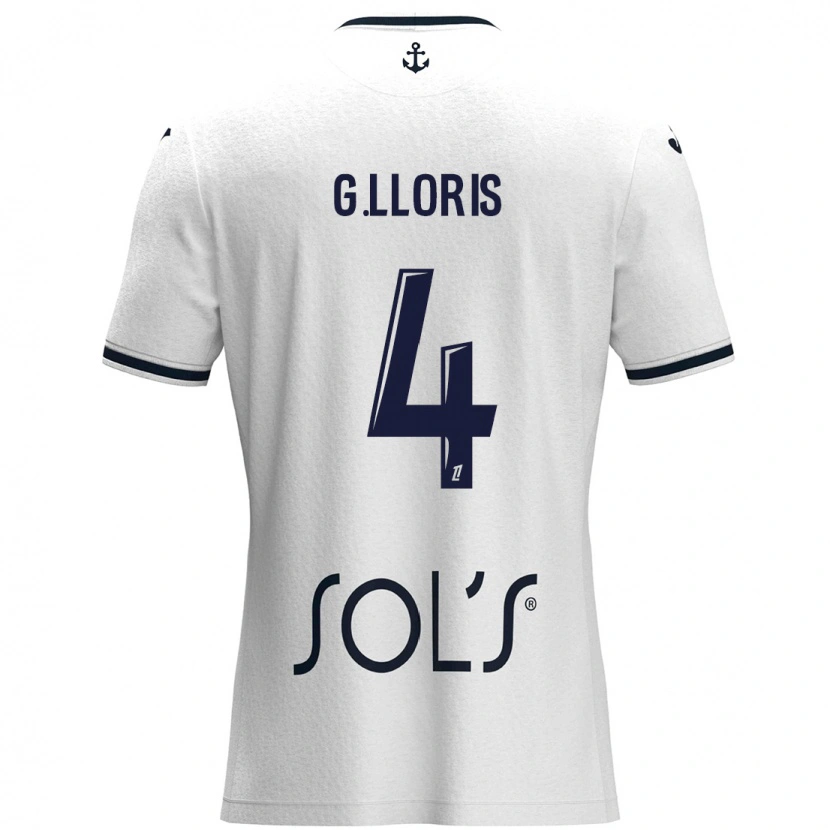 Danxen Dame Gautier Lloris #4 Hvit Mørkeblå Bortetrøye Drakt Trøye 2024/25 Skjorter T-Skjorte