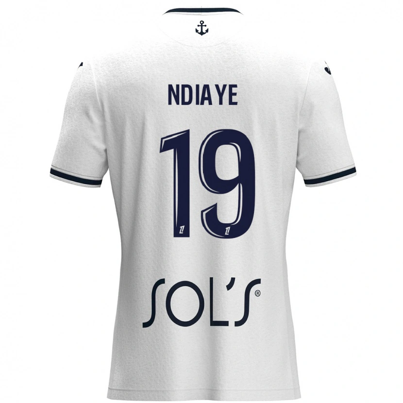Danxen Dame Rassoul Ndiaye #19 Hvit Mørkeblå Bortetrøye Drakt Trøye 2024/25 Skjorter T-Skjorte