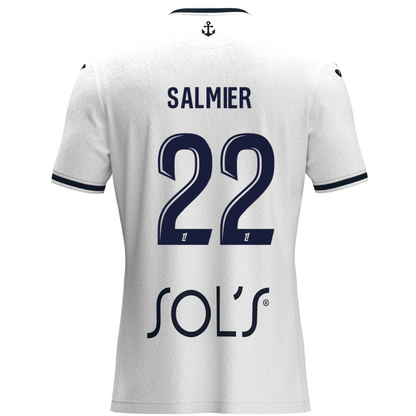 Danxen Dame Yoann Salmier #22 Hvit Mørkeblå Bortetrøye Drakt Trøye 2024/25 Skjorter T-Skjorte