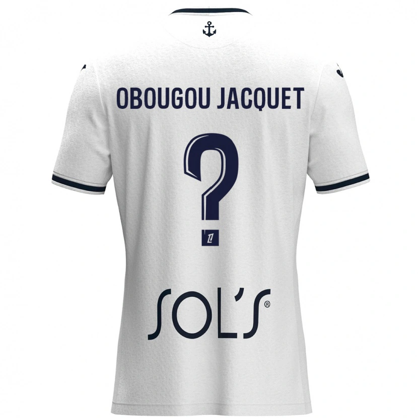 Danxen Dame Noam Obougou Jacquet #0 Hvit Mørkeblå Bortetrøye Drakt Trøye 2024/25 Skjorter T-Skjorte