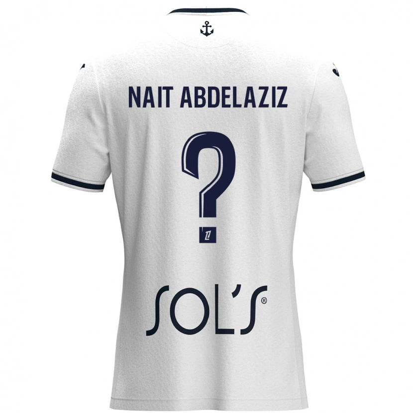 Danxen Dame Elias Naït Abdelaziz #0 Hvit Mørkeblå Bortetrøye Drakt Trøye 2024/25 Skjorter T-Skjorte