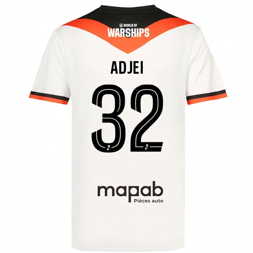 Danxen Dame Nathaniel Adjei #32 Hvit Bortetrøye Drakt Trøye 2024/25 Skjorter T-Skjorte