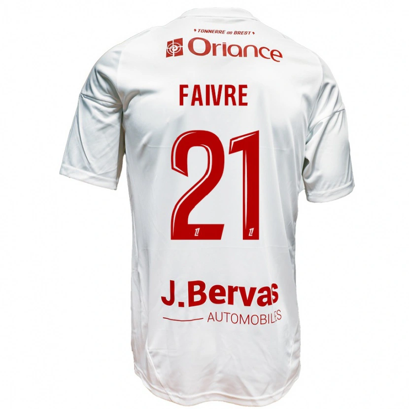 Danxen Dame Romain Faivre #21 Hvit Rød Bortetrøye Drakt Trøye 2024/25 Skjorter T-Skjorte
