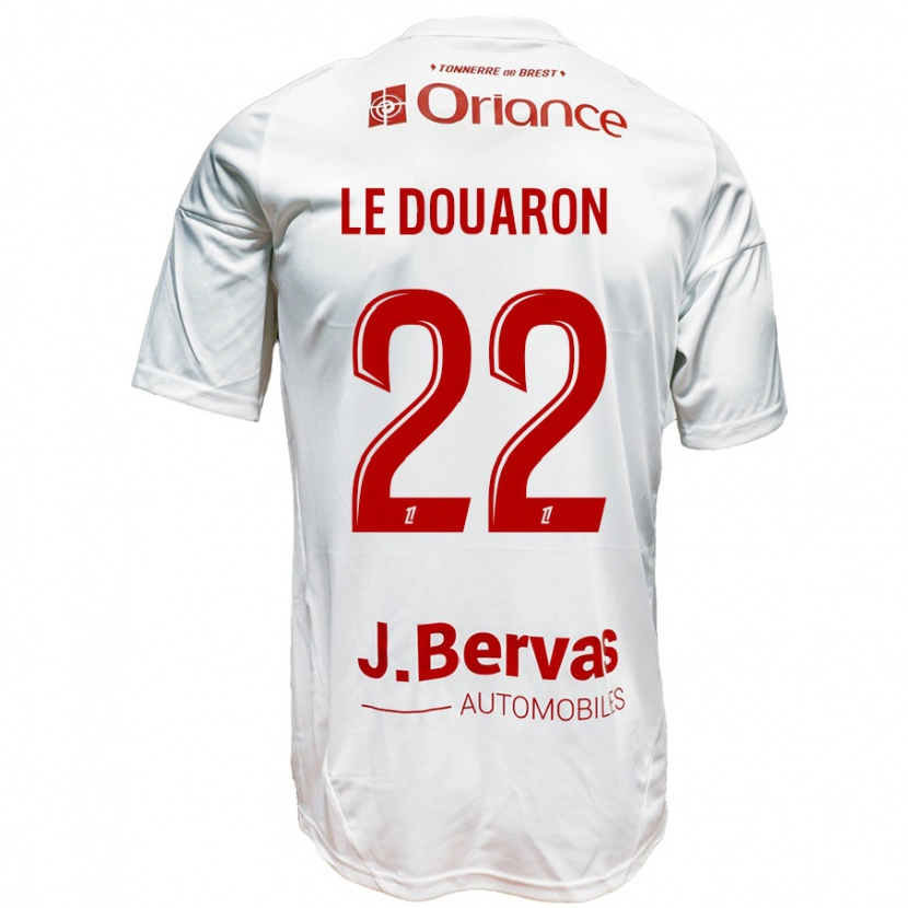 Danxen Dame Jérémy Le Douaron #22 Hvit Rød Bortetrøye Drakt Trøye 2024/25 Skjorter T-Skjorte