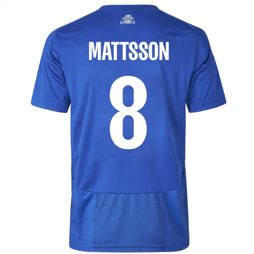 Danxen Dame Magnus Mattsson #8 Hvit Blå Bortetrøye Drakt Trøye 2024/25 Skjorter T-Skjorte
