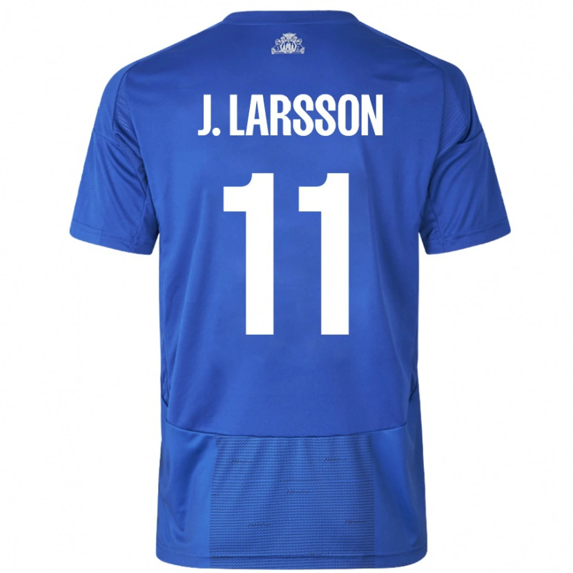 Danxen Dame Jordan Larsson #11 Hvit Blå Bortetrøye Drakt Trøye 2024/25 Skjorter T-Skjorte