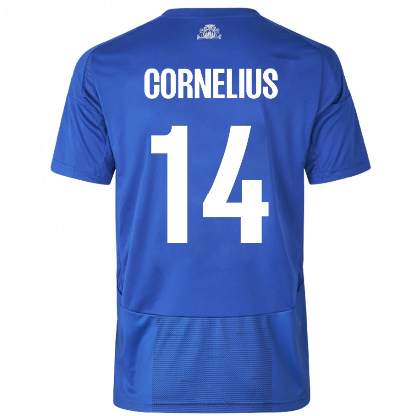 Danxen Dame Andreas Cornelius #14 Hvit Blå Bortetrøye Drakt Trøye 2024/25 Skjorter T-Skjorte