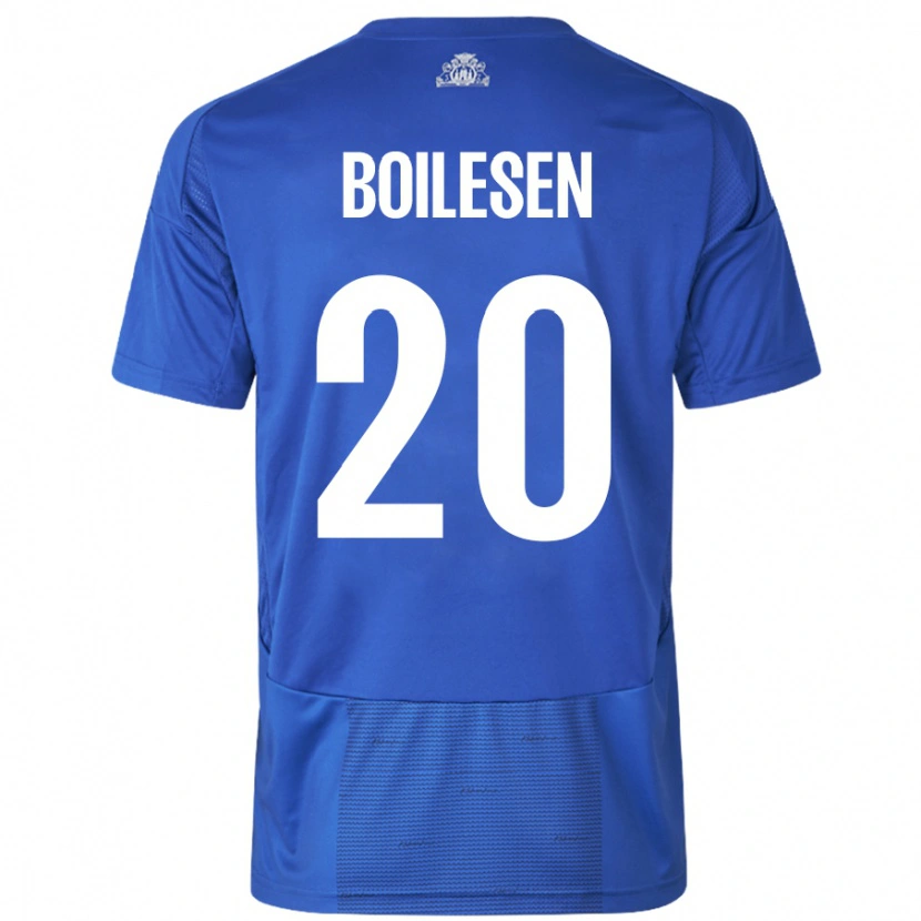 Danxen Dame Nicolai Boilesen #20 Hvit Blå Bortetrøye Drakt Trøye 2024/25 Skjorter T-Skjorte
