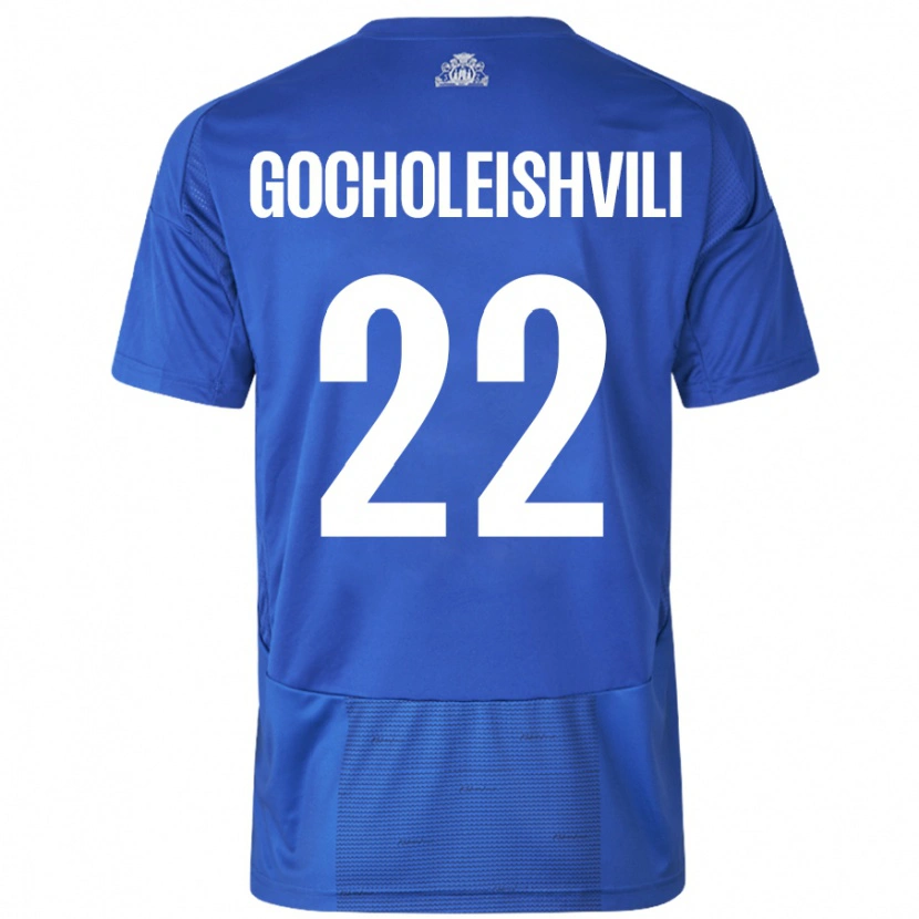 Danxen Dame Giorgi Gocholeishvili #22 Hvit Blå Bortetrøye Drakt Trøye 2024/25 Skjorter T-Skjorte