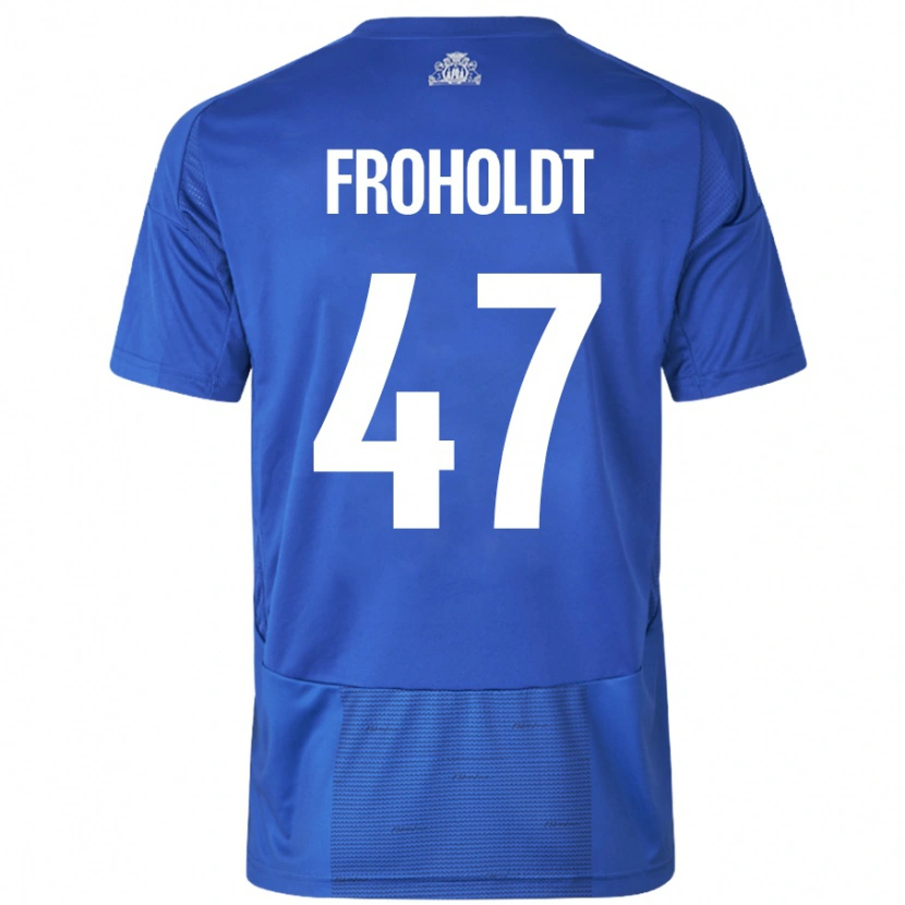Danxen Dame Victor Froholdt #47 Hvit Blå Bortetrøye Drakt Trøye 2024/25 Skjorter T-Skjorte