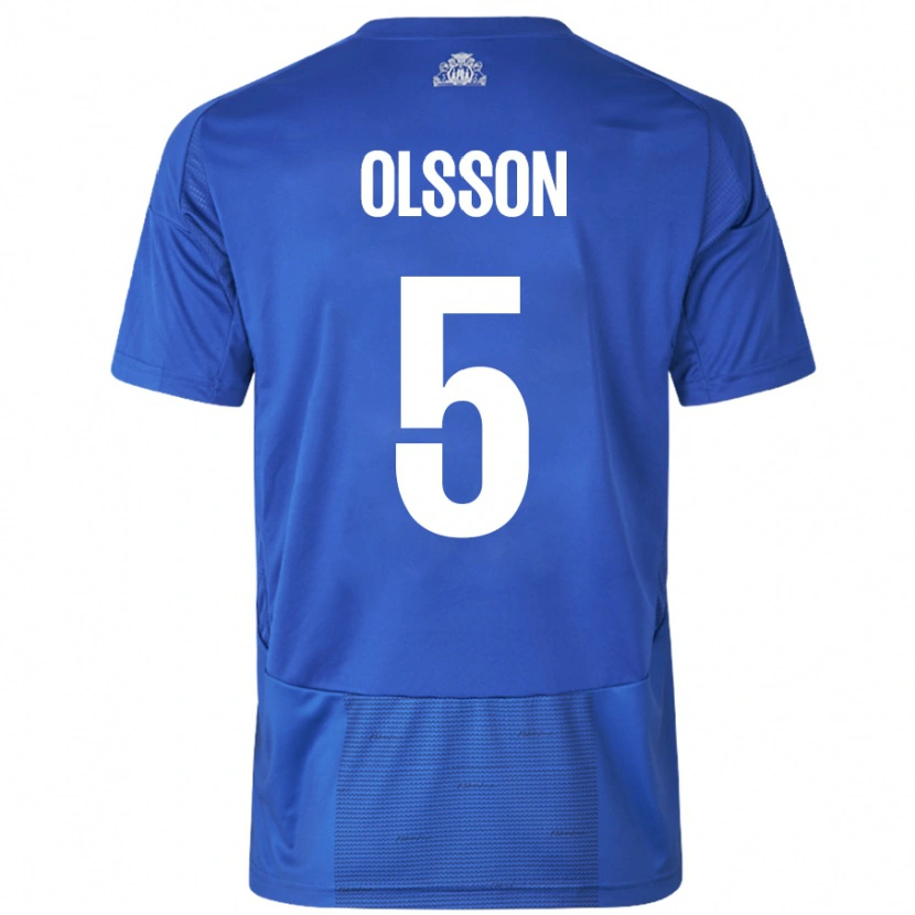 Danxen Dame Cornelius Olsson #5 Hvit Blå Bortetrøye Drakt Trøye 2024/25 Skjorter T-Skjorte