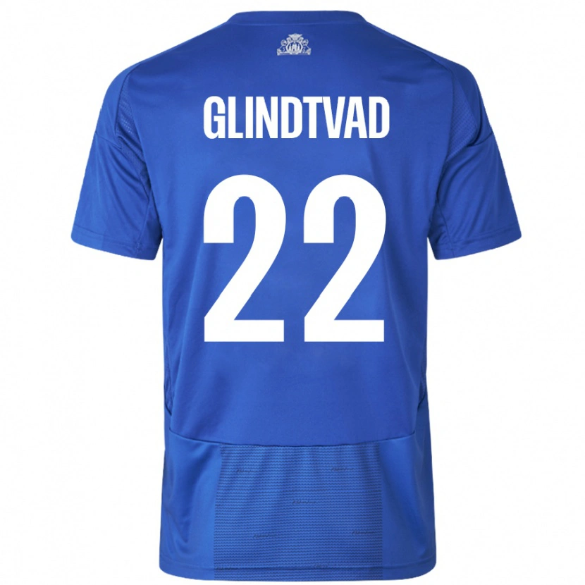 Danxen Dame William Glindtvad #22 Hvit Blå Bortetrøye Drakt Trøye 2024/25 Skjorter T-Skjorte