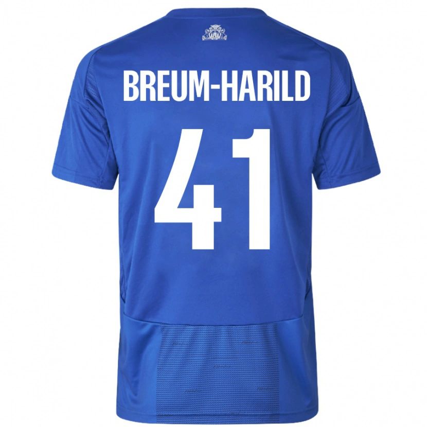 Danxen Dame Tobias Breum-Harild #41 Hvit Blå Bortetrøye Drakt Trøye 2024/25 Skjorter T-Skjorte