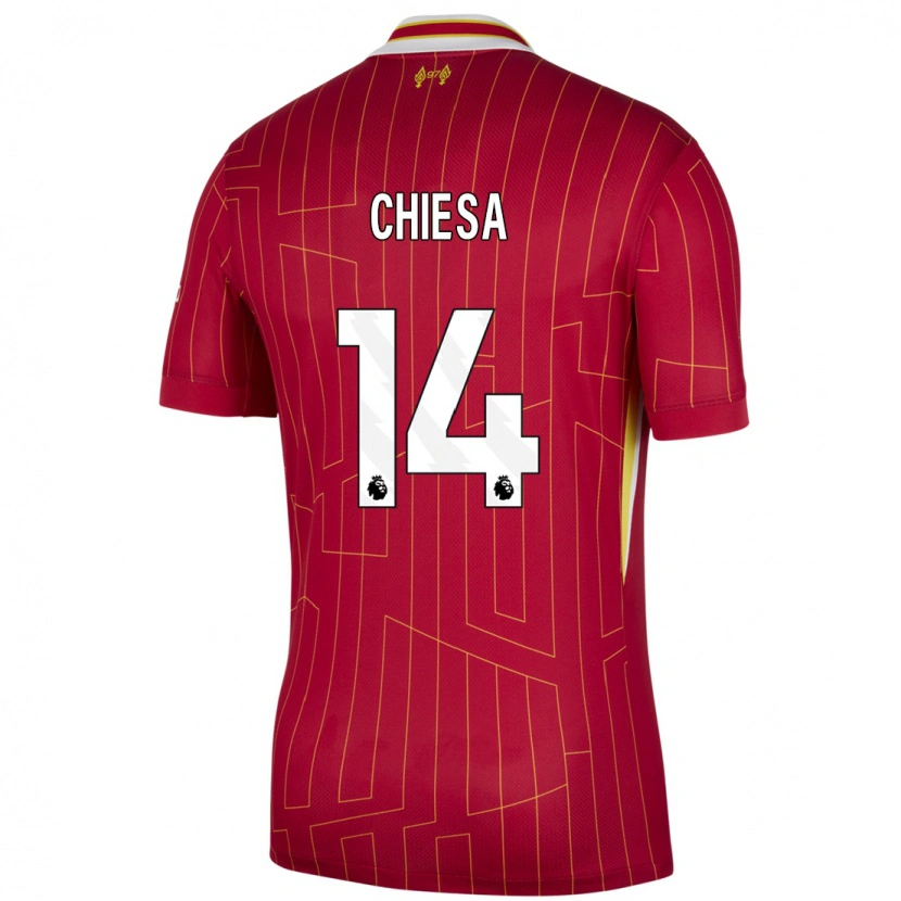 Danxen Barn Federico Chiesa #14 Rød Gul Hvit Hjemmetrøye Drakt Trøye 2024/25 Skjorter T-Skjorte
