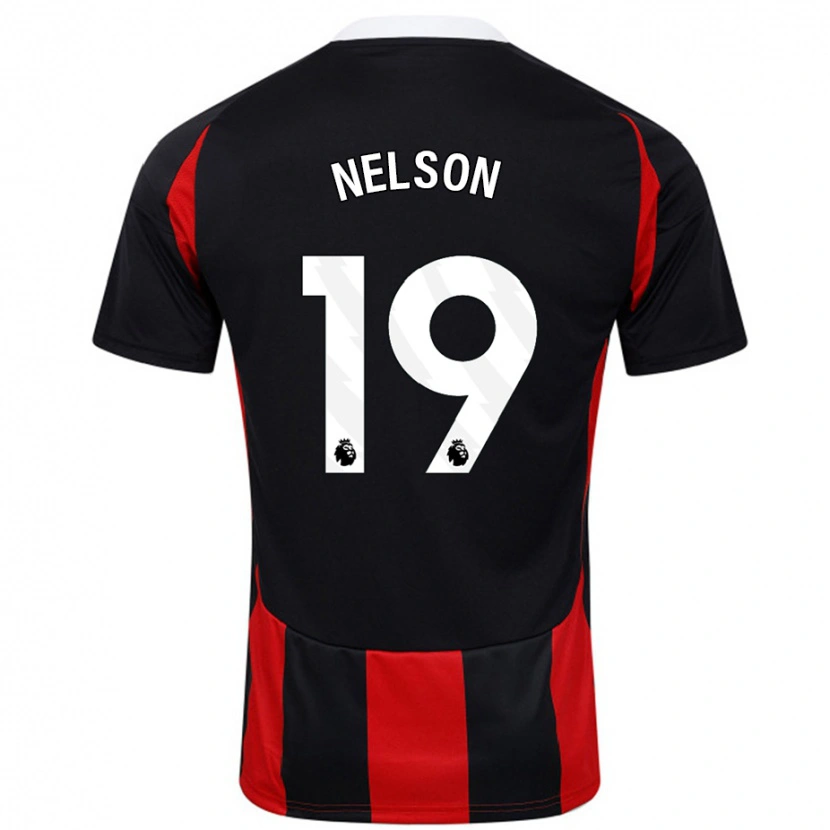 Danxen Barn Reiss Nelson #19 Svart Rød Bortetrøye Drakt Trøye 2024/25 Skjorter T-Skjorte