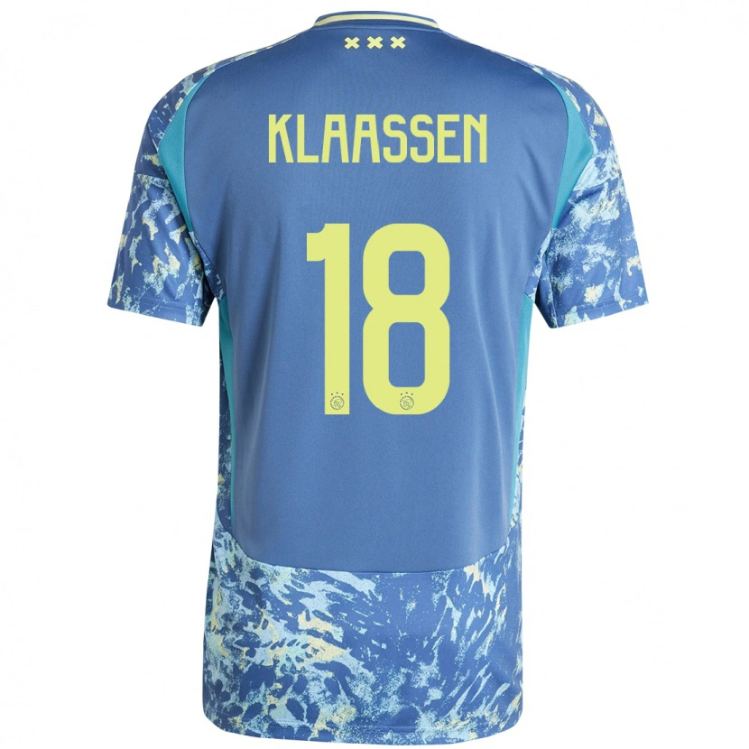 Danxen Barn Davy Klaassen #18 Grå Blå Gul Bortetrøye Drakt Trøye 2024/25 Skjorter T-Skjorte