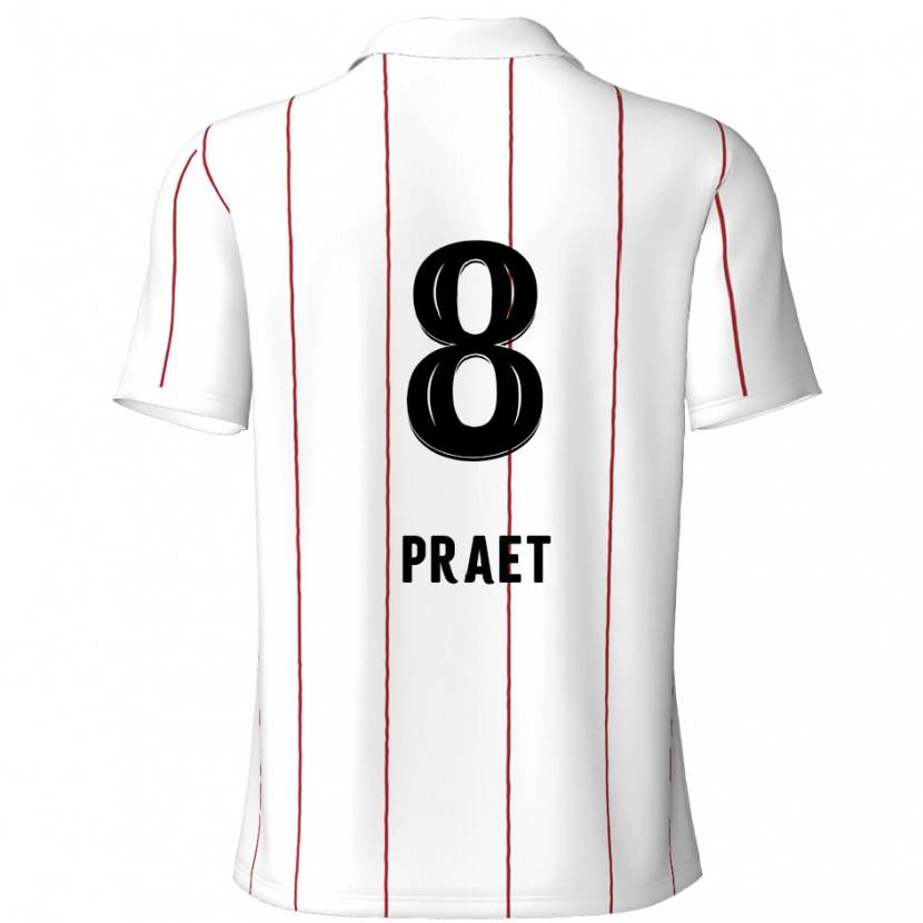 Danxen Barn Dennis Praet #8 Hvit Svart Bortetrøye Drakt Trøye 2024/25 Skjorter T-Skjorte