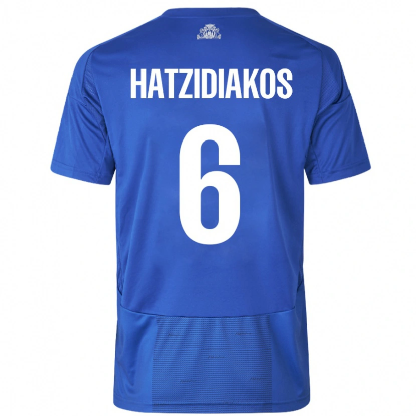Danxen Barn Pantelis Hatzidiakos #6 Hvit Blå Bortetrøye Drakt Trøye 2024/25 Skjorter T-Skjorte