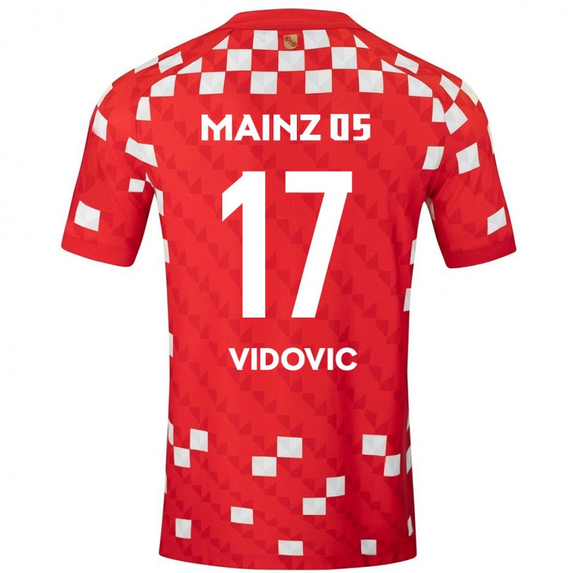 Danxen Mann Gabriel Vidovic #17 Hvit Rød Hjemmetrøye Drakt Trøye 2024/25 Skjorter T-Skjorte