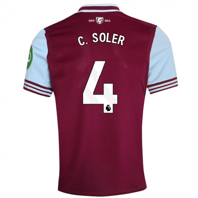 Danxen Mann Carlos Soler #4 Mørk Rød Hjemmetrøye Drakt Trøye 2024/25 Skjorter T-Skjorte