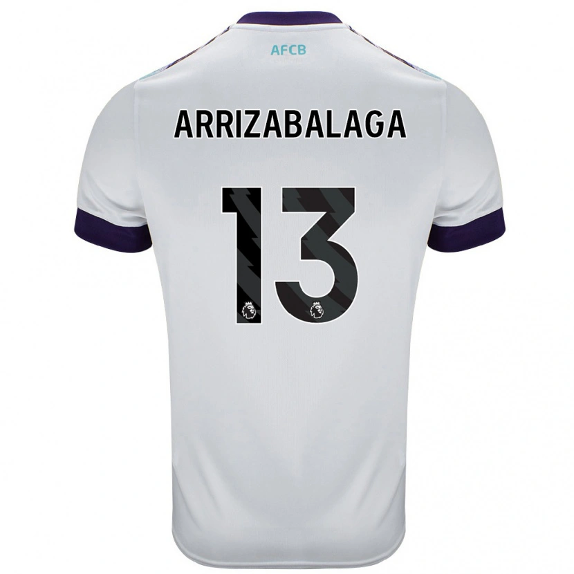 Danxen Mann Kepa Arrizabalaga #13 Hvit Grønn Lilla Bortetrøye Drakt Trøye 2024/25 Skjorter T-Skjorte