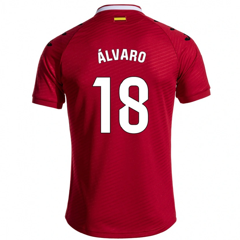 Danxen Mann Álvaro Rodríguez #18 Mørk Rød Bortetrøye Drakt Trøye 2024/25 Skjorter T-Skjorte