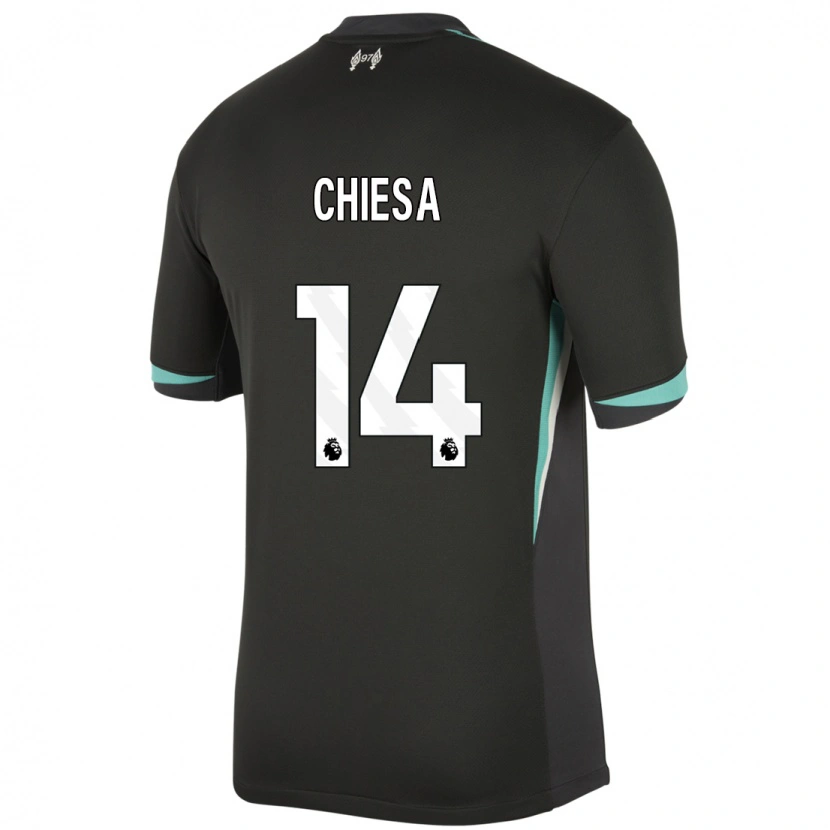 Danxen Mann Federico Chiesa #14 Svart Antrasitt Hvit Bortetrøye Drakt Trøye 2024/25 Skjorter T-Skjorte