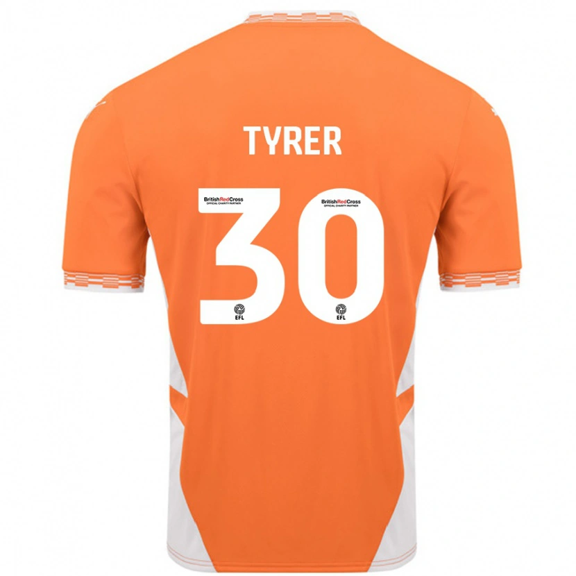 Danxen Mann Harry Tyrer #30 Oransje Hvit Hjemmetrøye Drakt Trøye 2024/25 Skjorter T-Skjorte