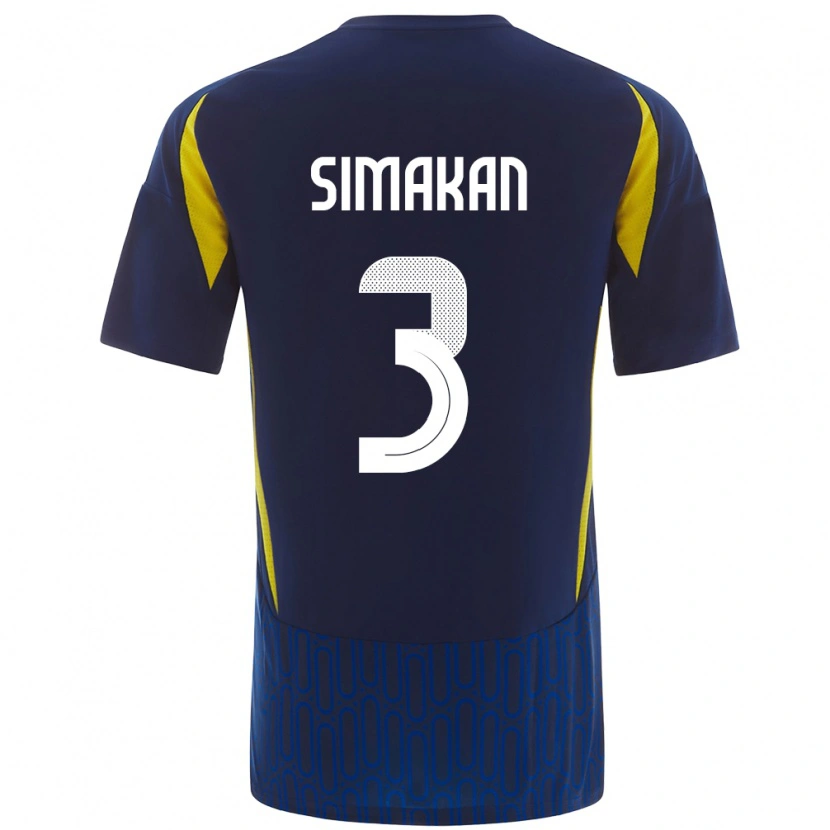 Danxen Mann Mohamed Simakan #3 Blå Gul Bortetrøye Drakt Trøye 2024/25 Skjorter T-Skjorte