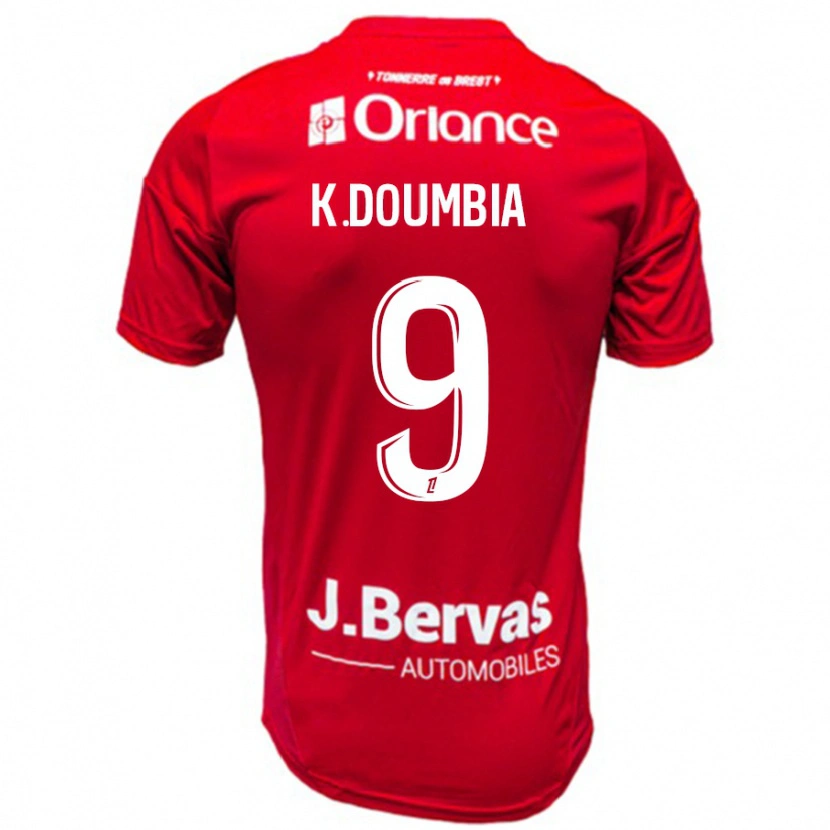 Danxen Mann Kamory Doumbia #9 Rød Hvit Hjemmetrøye Drakt Trøye 2024/25 Skjorter T-Skjorte