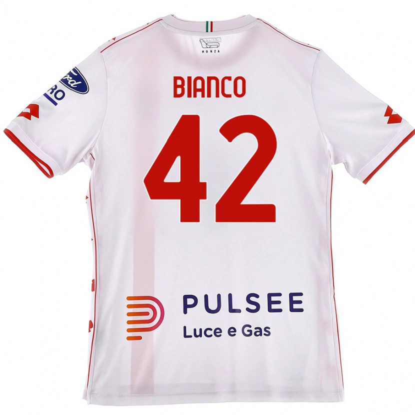 Danxen Mann Alessandro Bianco #42 Hvit Rød Bortetrøye Drakt Trøye 2024/25 Skjorter T-Skjorte