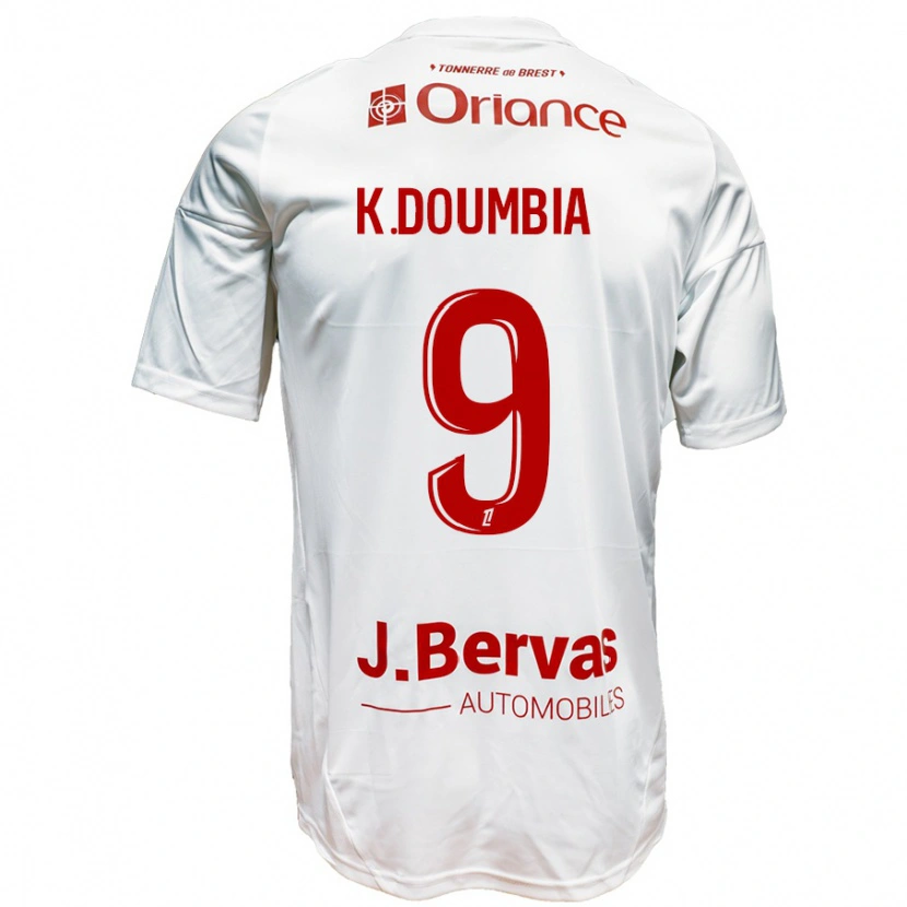 Danxen Mann Kamory Doumbia #9 Hvit Rød Bortetrøye Drakt Trøye 2024/25 Skjorter T-Skjorte